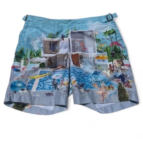 Orlebar Brown Bulldog Sanda Anderlon Pool Print Swim Shorts Size 30 - Picture 1 of 12